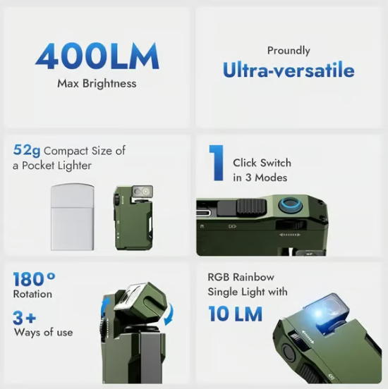 ✨Φως G5 EDC 400 lumens - Οποτεδήποτε, οπουδήποτε Ισχυρός φωτισμός ☀️